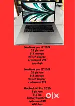 MacBook pro series is available m1,i7,i9 2019