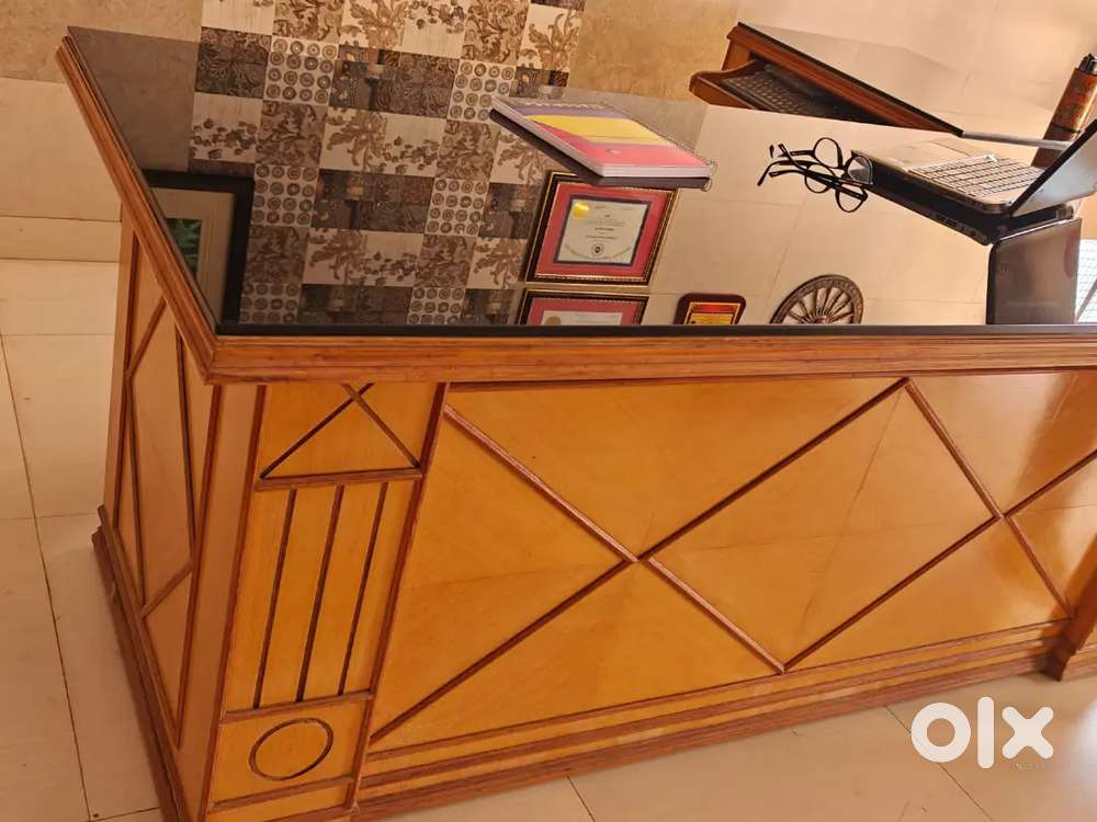 Office table with computer table with black glass. Price negotiable