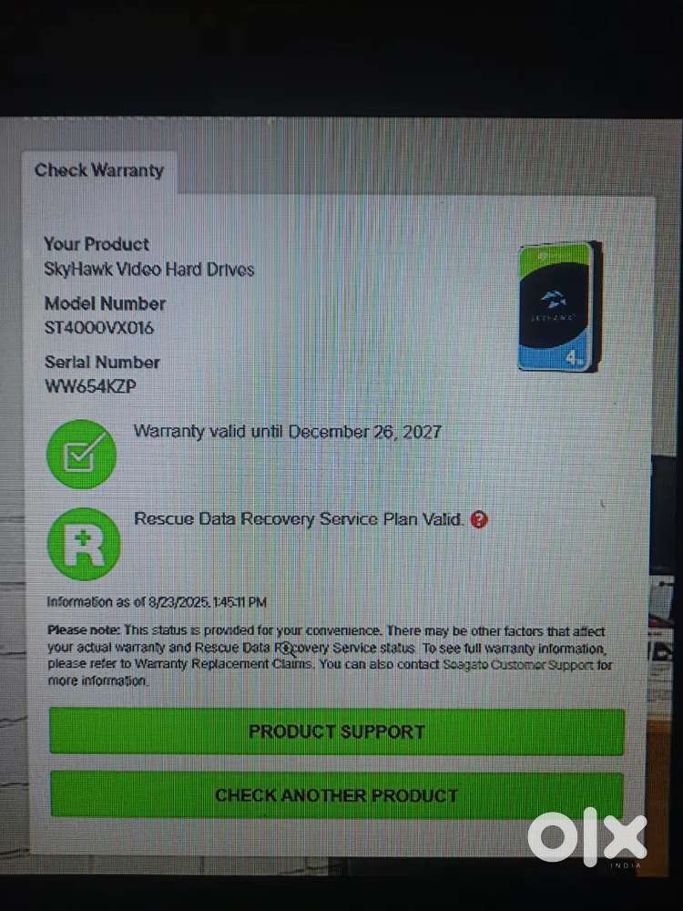 Seagate skyhawk 4tb Hdd under warranty