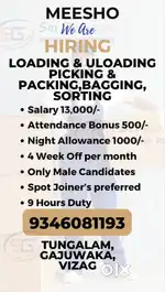 Loading, uloading picking, packing, bagging, sorting