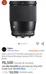 Sigma 16mm f/1.4 DC DN Lens