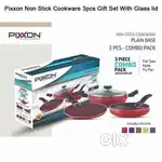 Brand New Pixxon Tawa+Fry Pan+Kadai With Glass Lid MRP-2795.