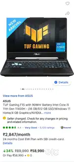 ASUS Laptop Intel Core i5 11th Gen 11400H