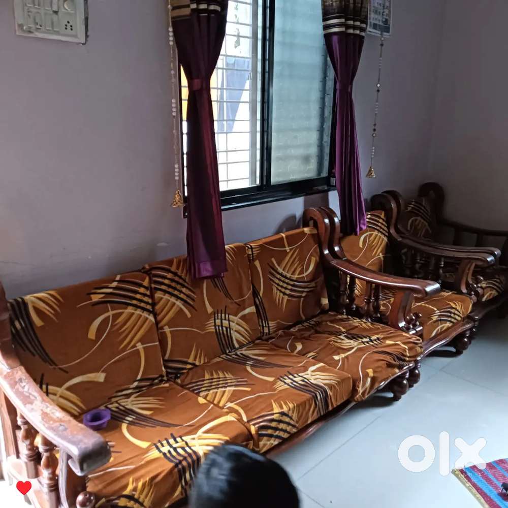 Wooden sofa with two chairs