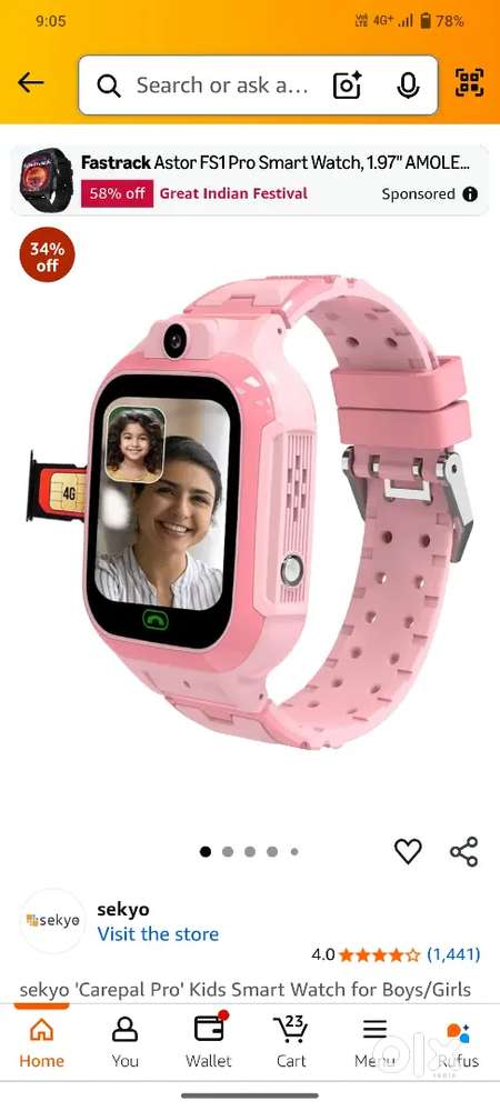 sekyo 'Carepal Pro' Kids Smart Watch for Boys/Girls  4G Sim,