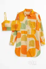 Trendy 2-Piece Women’s Co-ord Set  Padded Crop Top + Shirt  Size M