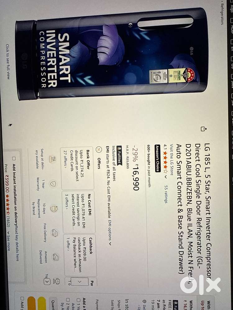 LG Fridge Smart Inverter 5 Star