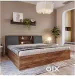 Bed with mattress and mattress cover.
