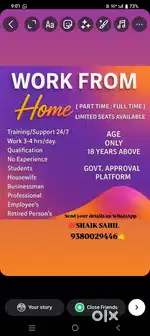 Work from home for all should be 18+age