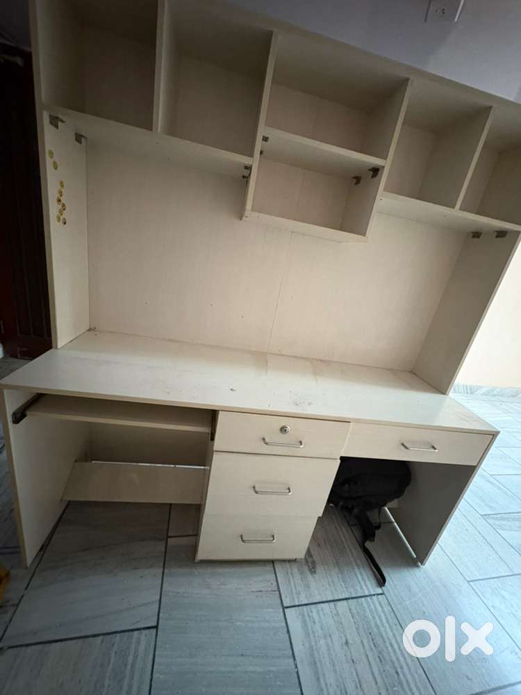 Study table with book shelf and multiple drawers