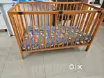 Kids Cot with 3 Level Height Adjustment - Brown