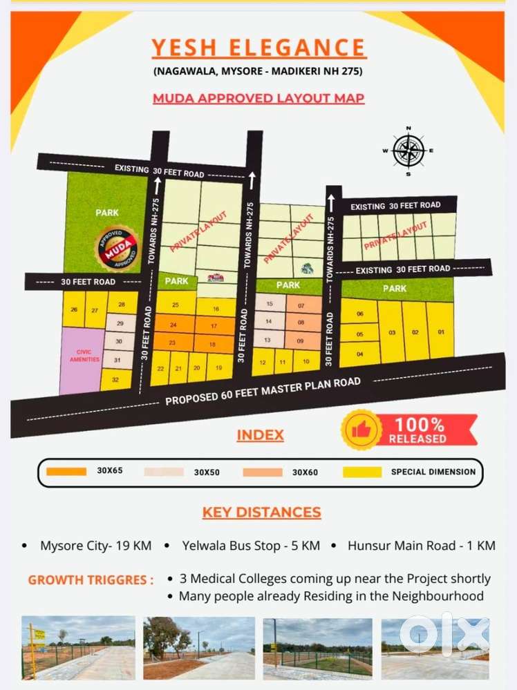 EAST FACING MUDA APPROVED PLOTS FOR SALE AT MYSORE