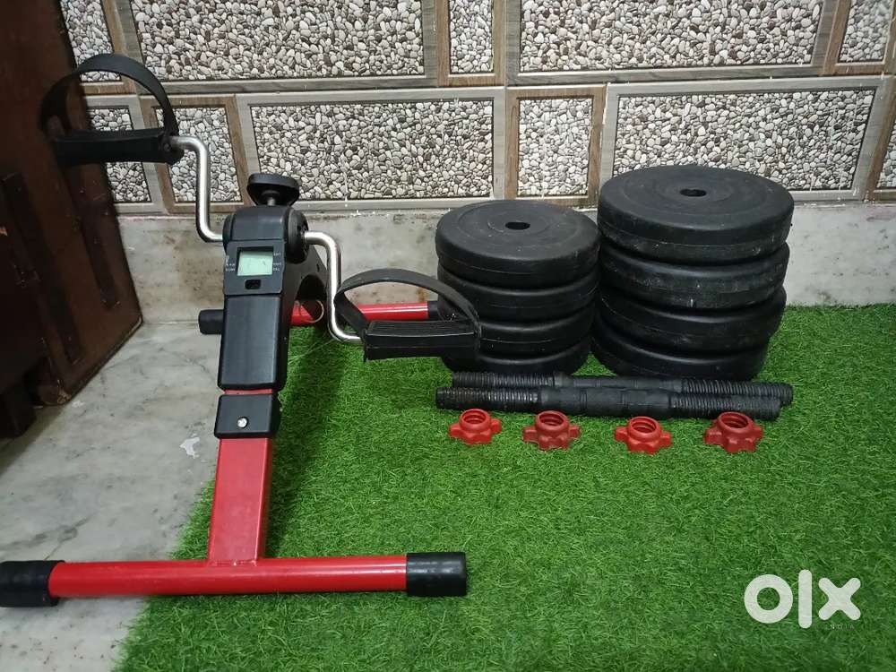 leg exercise foldable machine and 20kg dumbbell set