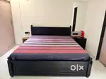 Bed with Bedside Table and mattress