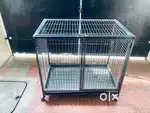Big dog cage with one upper and one lower door and poop tray