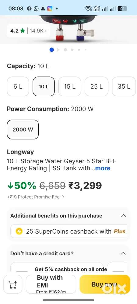 I want to sell Longway 10L geyser sealed pack