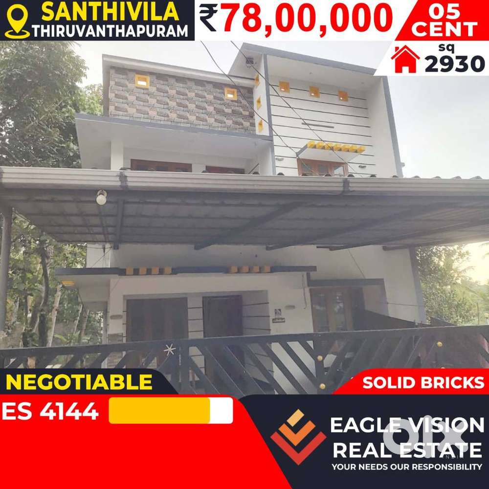 06 Bhk 05 cent 2930 sq ft house for sale near Vellayani santhivila