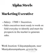 Need marketing person for steel shop.