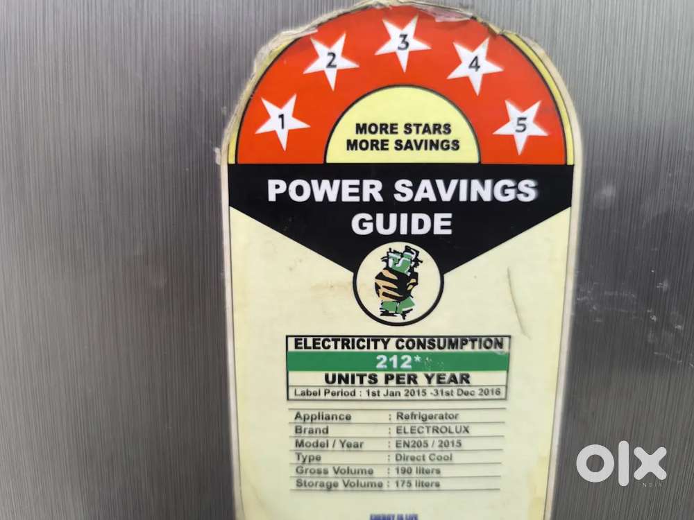 Electrolux Fridge for sale - 190 liter, 5 star, single door, grey