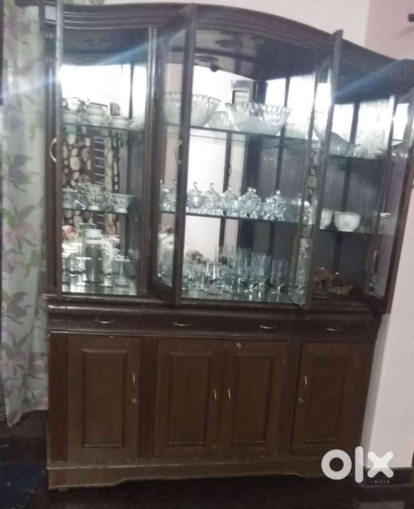 Carved antique furniture n crockery cabinet