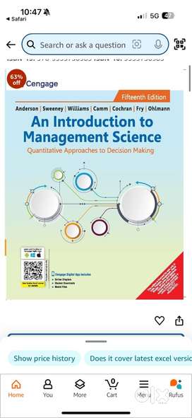 Cengage Introduction to management science