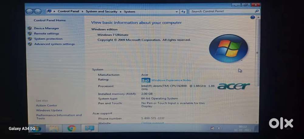 Acer Aspire one mini laptop