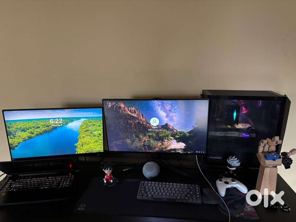 Gaming pc with full hd monitor and keyboard mouse.