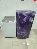 Single door voilet colour flower design fridge, LG top load W/M
