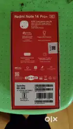 Redmi note 14pro plus 8/256gb 40days mobile with bill fullkit