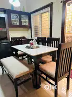 4-Seater Marble Dining Table + Bench for Sale