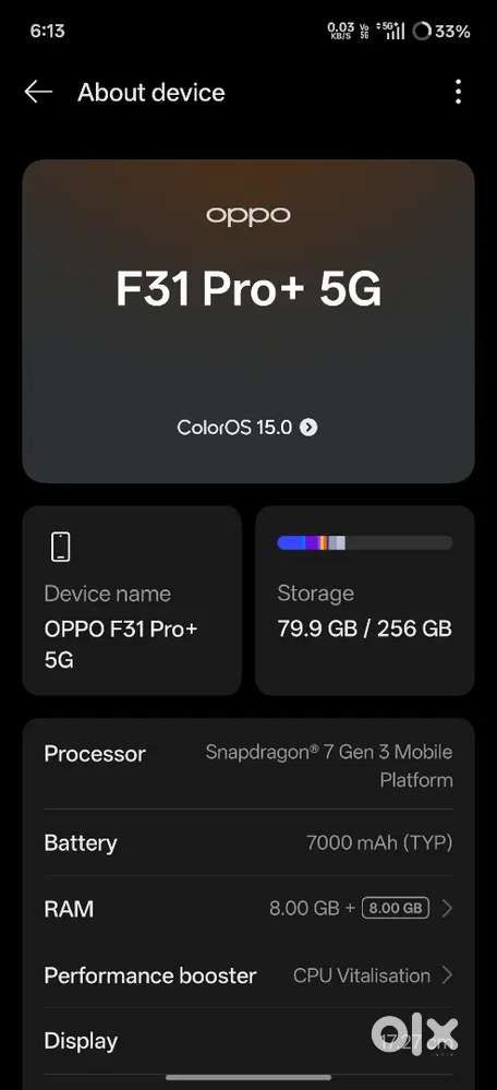 Oppo f31pro plus ,no dent ,no scratc ,whith original charger,full kit.