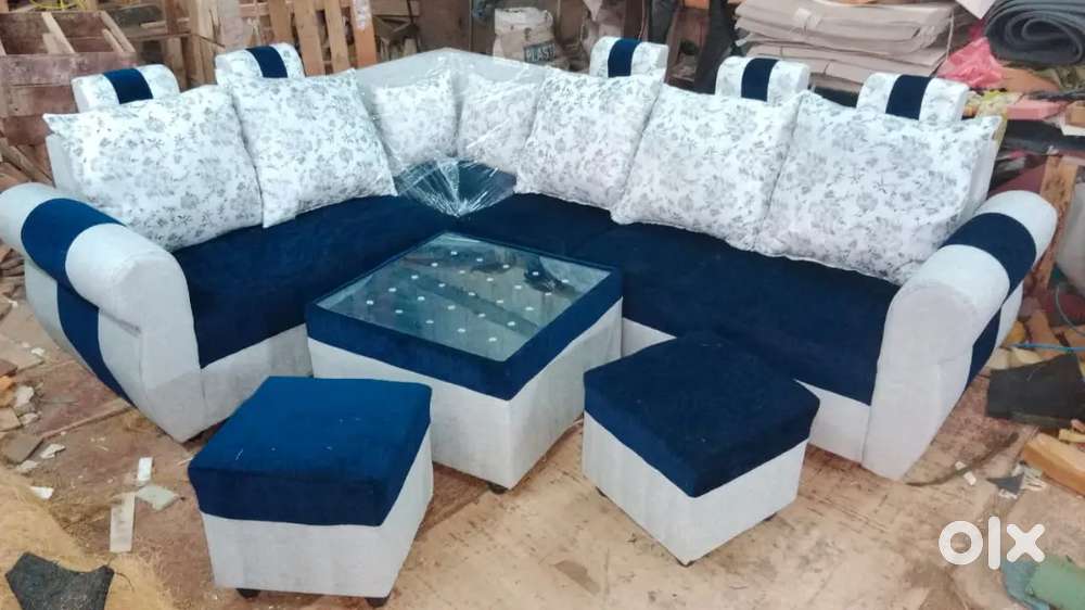 SWEAT LEATHER L SHAPE SOFA SET FIXED HEADREST IN N.Z FURNITURE