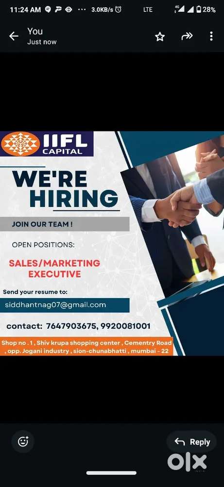 Require  Sales and Marketing Executive