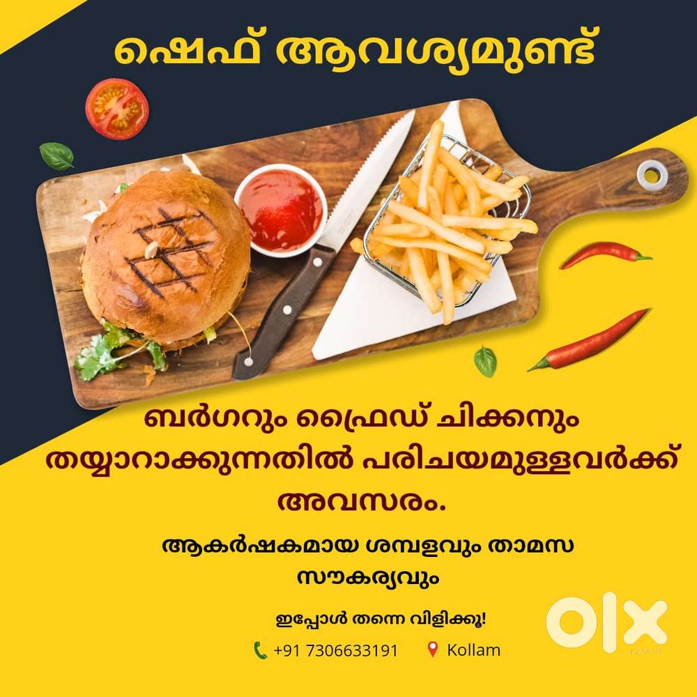 Urgent Chef Vacancy-Burgers Nd Fried chicken