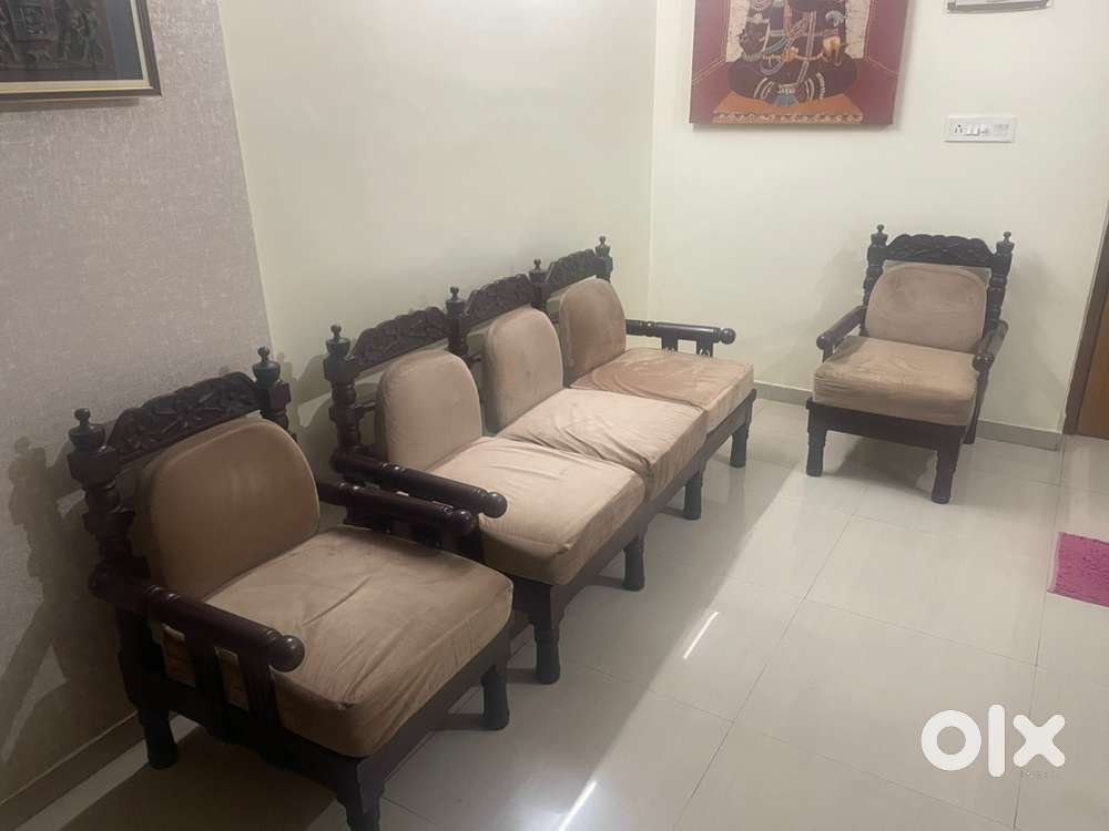 Three and Two single sitter wooden Sofa Set