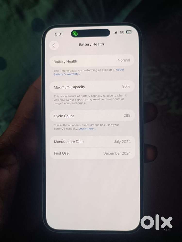 Iphone 16 pluse 128 96 battery under warranty