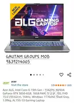 Acer ALG i5 13th Gen 13420H,  RTX 3050-6GB,16GB RAM,512GB SSD WIN11