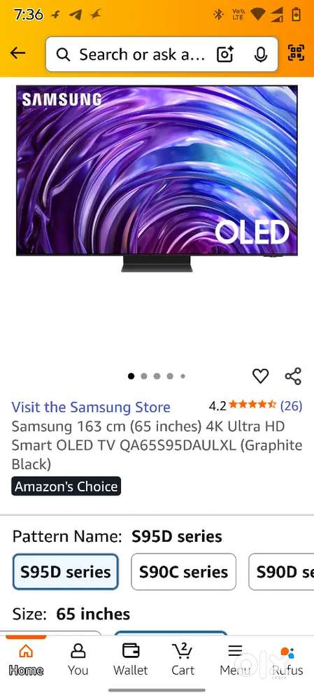 NEW SAMSUNG OLED S95D 65INCH