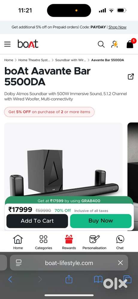 Boat soundbar (Avante bar 5500DA ) only 11999