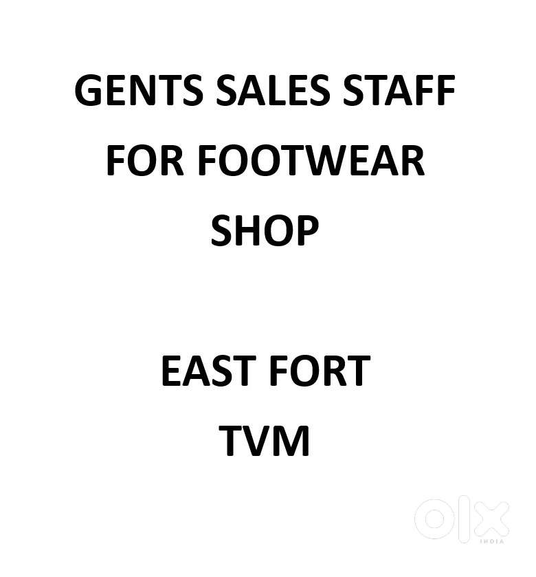 Sales Man Vaccancy, Footwear Shop, East Fort, Trivandrum