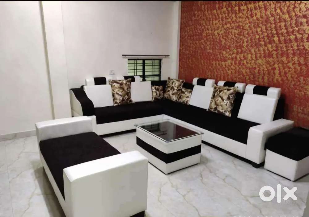 L shape sofa set with center table n 2 box stool