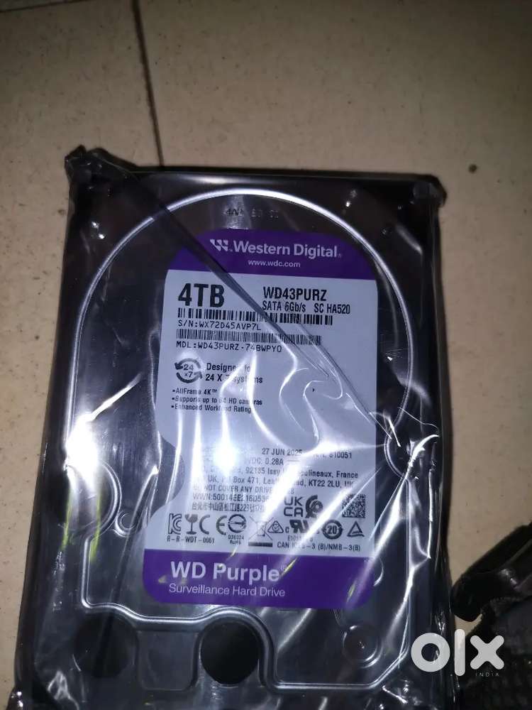 4 Tb WD Purple Internal Hdd New Pack