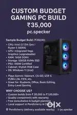 Custom Budget Gaming PC Build – ₹35,000  Pondicherry  pc.specker