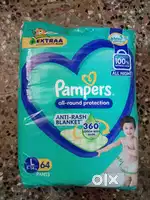 L size Pampers 64 count, 2 packs available