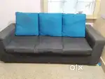 Sofa 3 seater with heavy cushions & wooden bed with Box