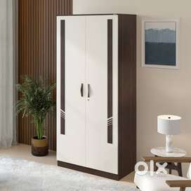 BLUEWUD Andrie  2 Door Wardrobe with Drawer, ( Wenge & White )