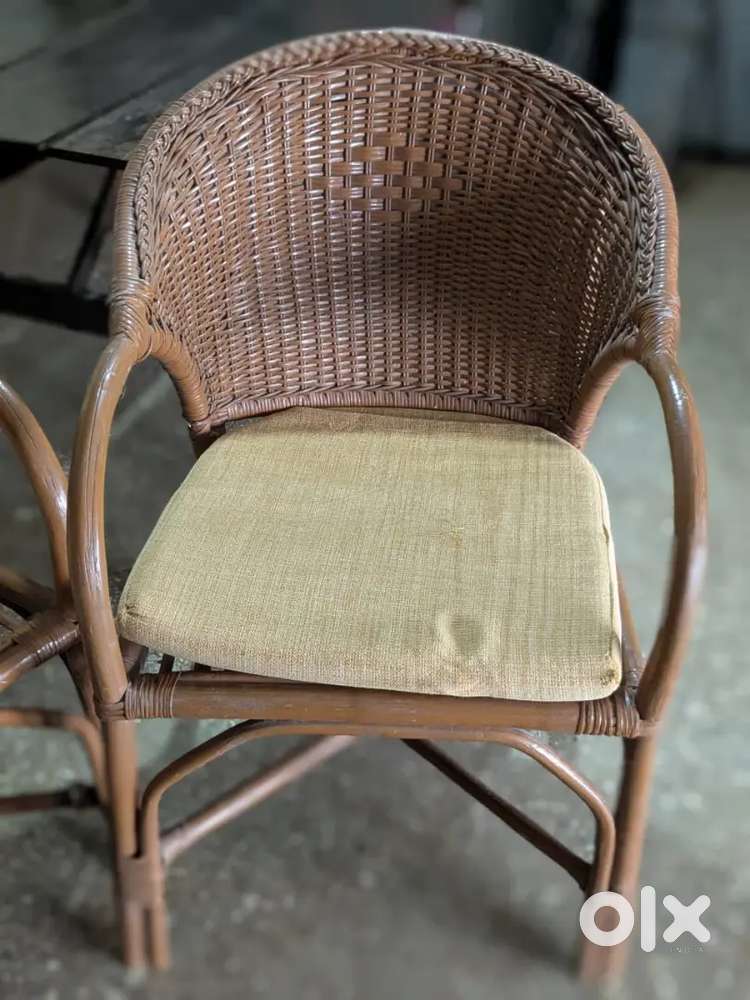 3 Cane Garden Chairs with Cushions
