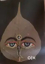 Adhyatmik Lalitha devi real art painting on real leaf 3 inch