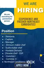 HIRINGS FOR 4 STAR HOTEL EXPERIENCE AND FRESHER CANDIDATE APPLY