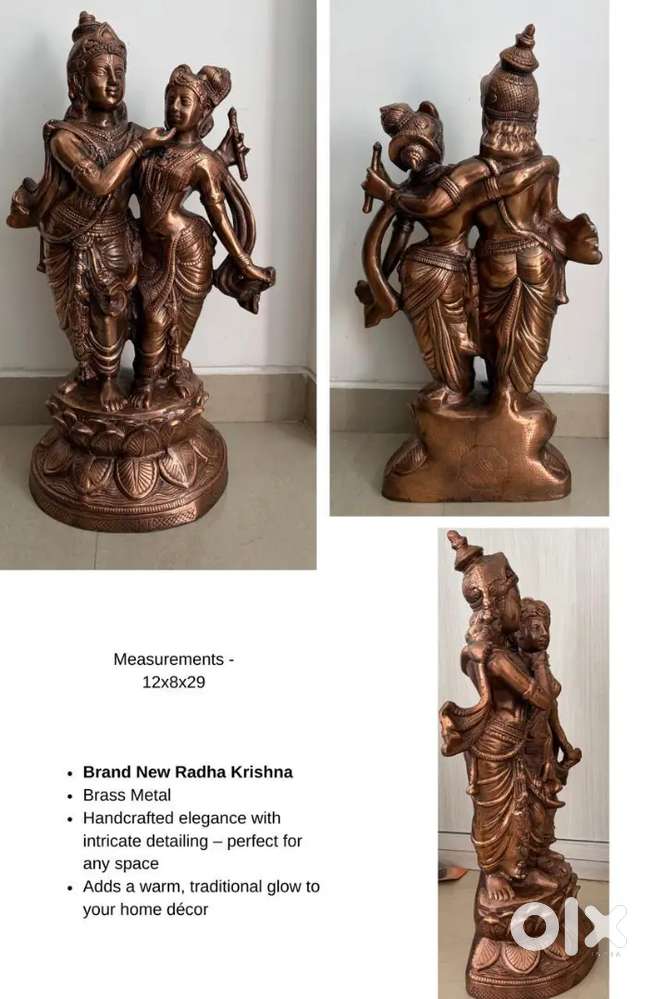 Two Gun metal statues of Radhakrishna and Deep Laxmi